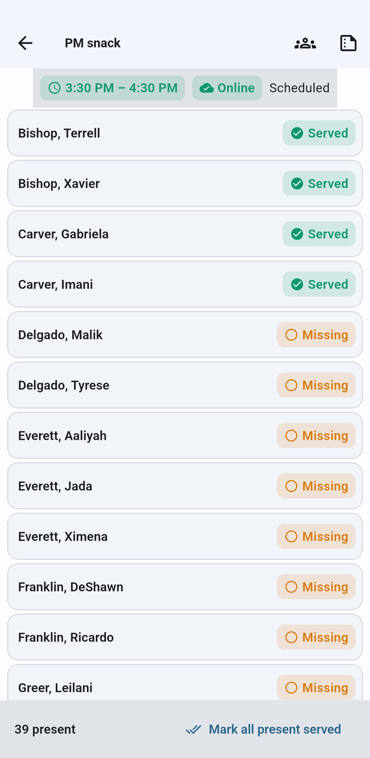 The staff app on a phone